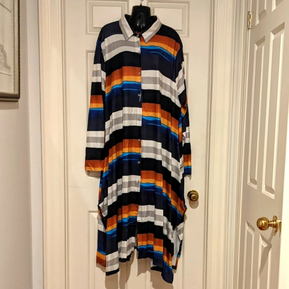 🚩2 for $15 - Striped Shirt Dress - Picture 1 of 3